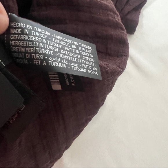 Zara Men’s XLarge Rich Brown Crinkle Effect Textured Top EUC Button Up Business - Picture 9 of 10